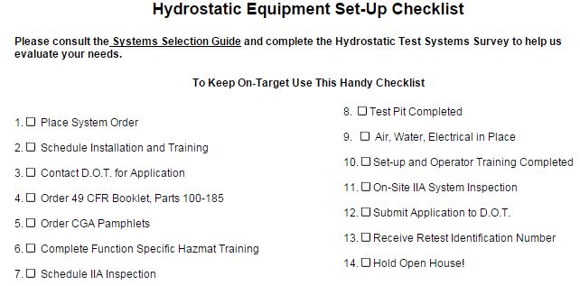 A Checklist for Hydro Testers