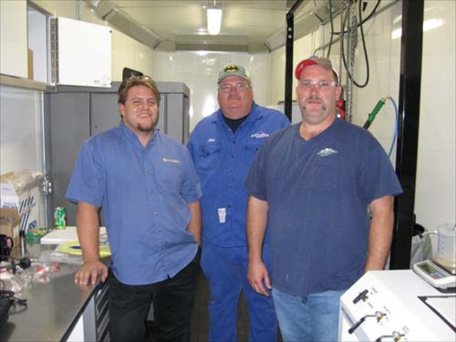 Ricky, Mike and Kevin in the Oilind Mobile Unit
