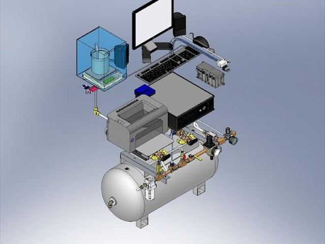 Automated test system computer and PLC control components.